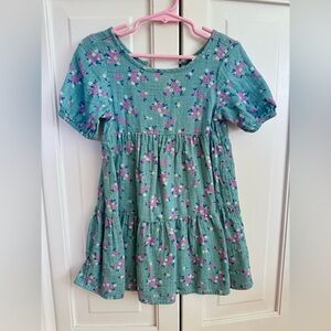 Cat & Jack Toddler Girls Green Floral Tiered Dress with Pink Accents